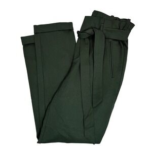 Zara Trafaluc Collection Olive Green High Waist Paper Bag Ankle‎ Pants Womens XS